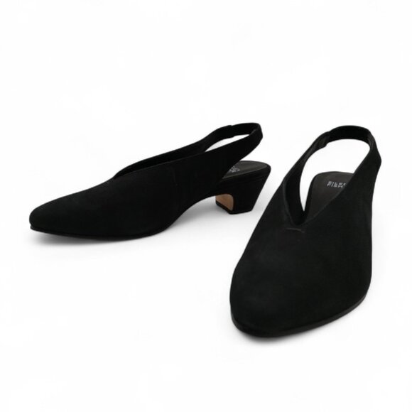 Eileen Fisher Women's Size 9 Black Moddie Nubuck Slingback Block Heel Pumps - Picture 7 of 11